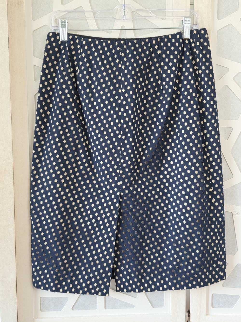 Prada Navy A-Line Skirt with Cream Dot Pattern - Picture 6 of 9